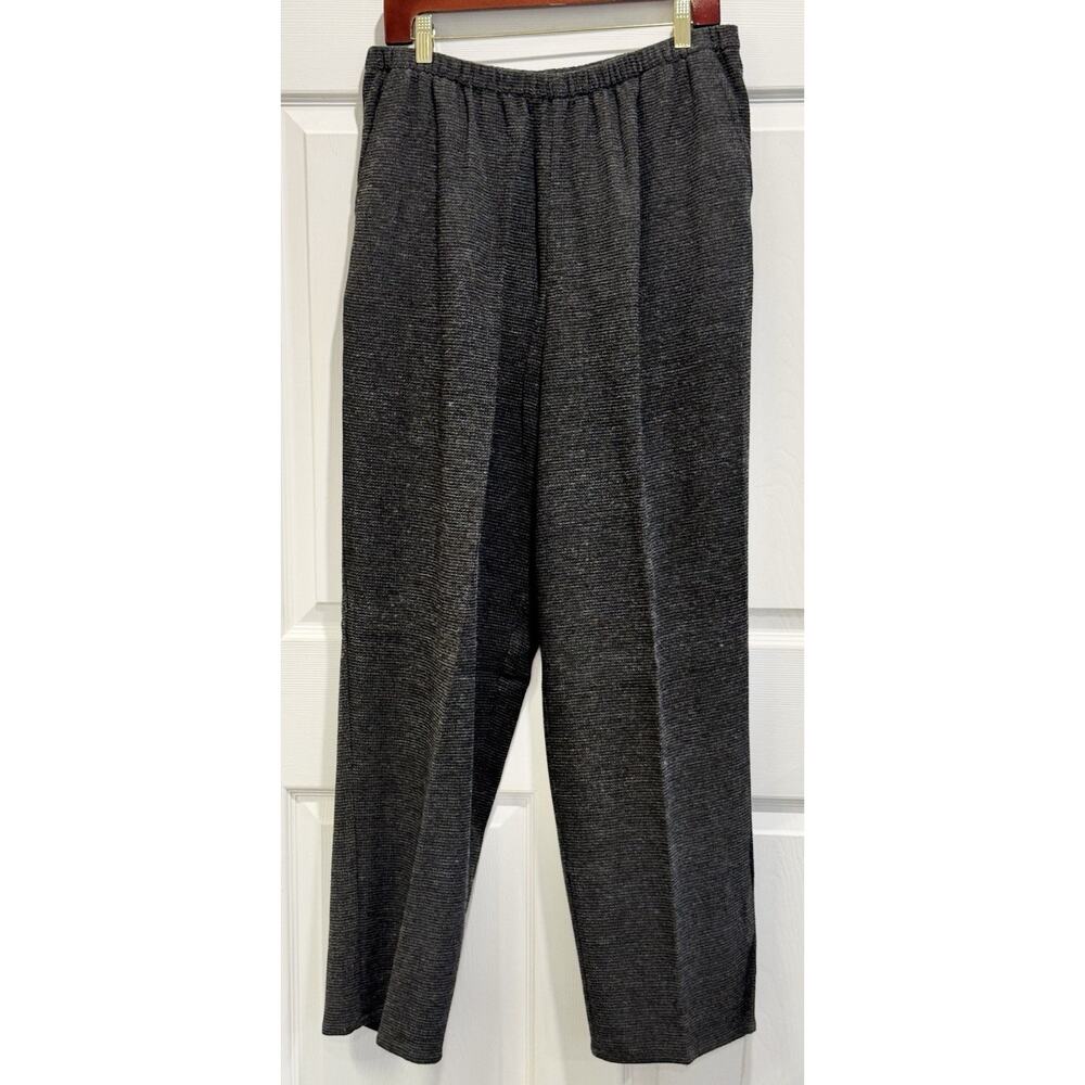 Eileen Fisher Women's Sz Large Gray Textured Cotton Elastic Waist Pants Travel